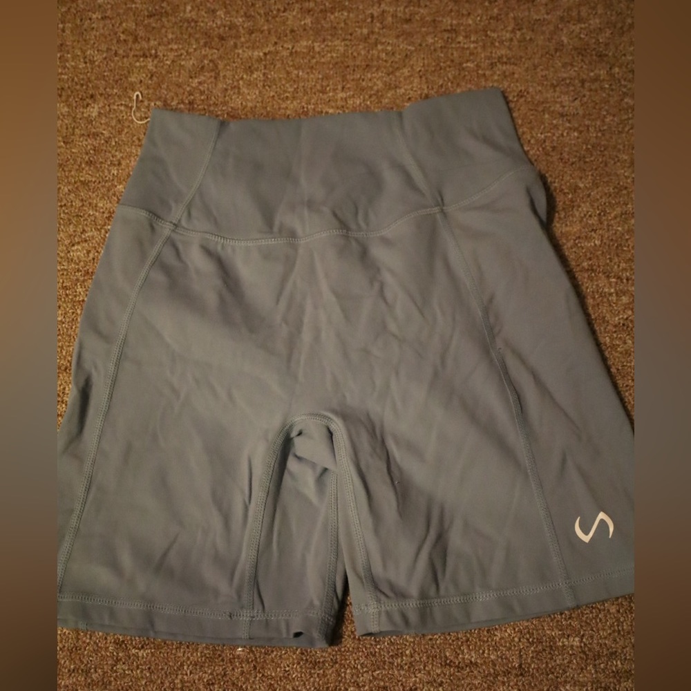 TLF biker shorts 6” hyper- power high waisted. Light blue, lightly worn!